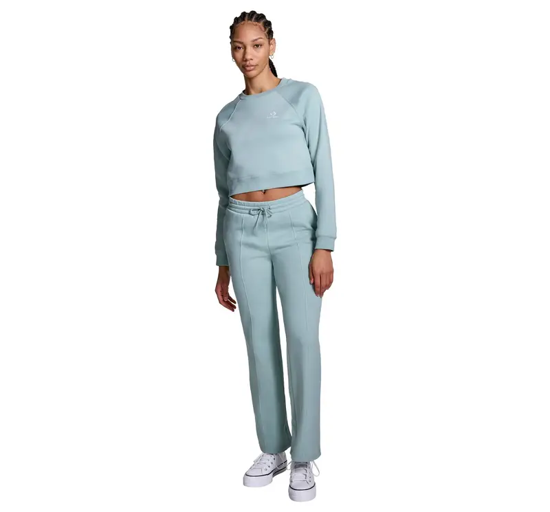 Star Chevron Cropped Crew Neck Felpa da Donna in Verde Mint Condition
