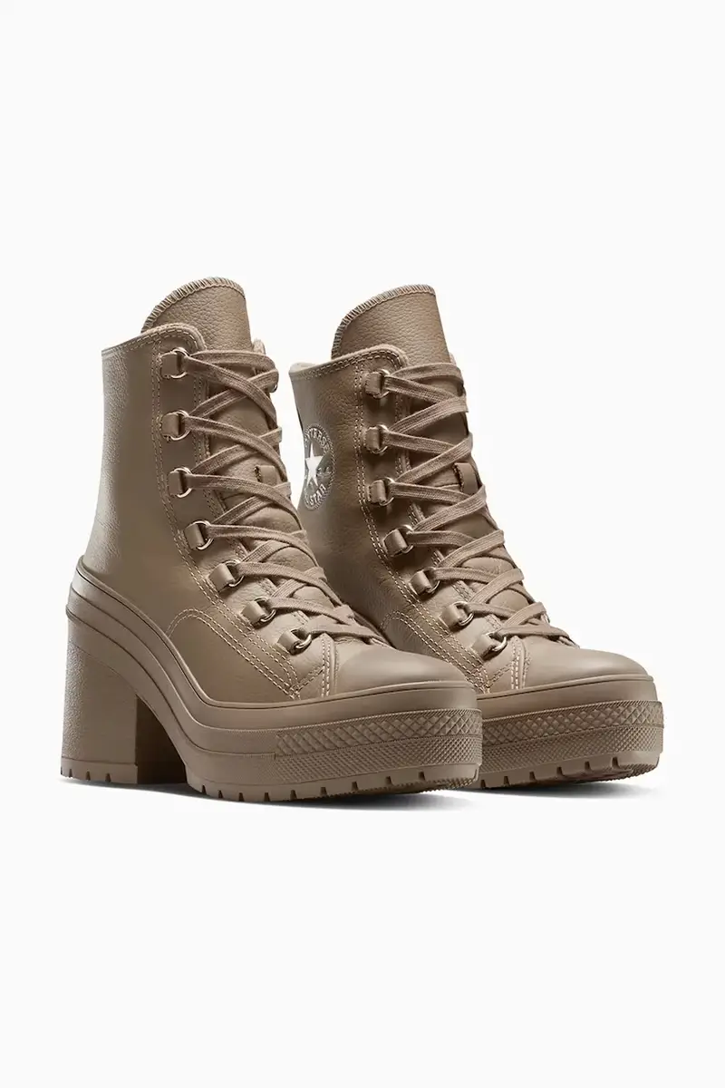 stivaletti alla caviglia in pelle Chuck 70 De Luxe Heel donna colore marrone A13064C miniatura 2