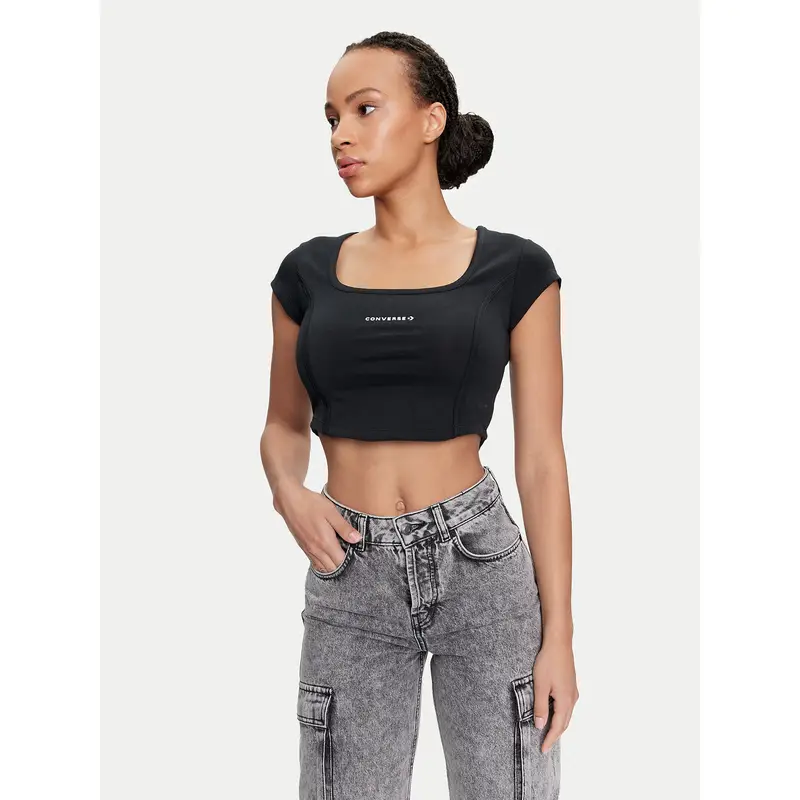 Top W Wordmark Corset Top 10026506-A01 Nero Slim Fit