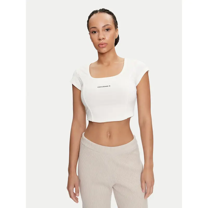 Top W Wordmark Corset Top 10026506-A02 Écru Slim Fit Écru