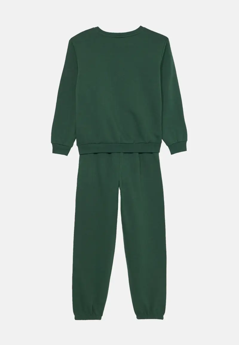 Tuta verde per bambino e bambina con stampa logo miniatura 3