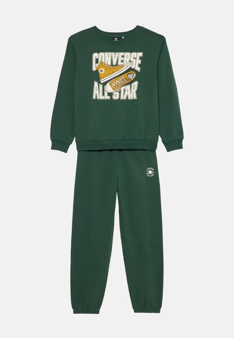 Tuta verde per bambino e bambina con stampa logo