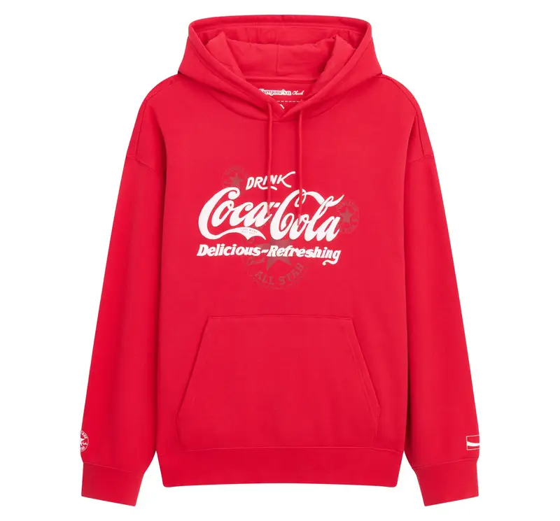 X Coca-Cola Hoodie Felpa Con Cappuccio da Uomo in Rosso Racing Red