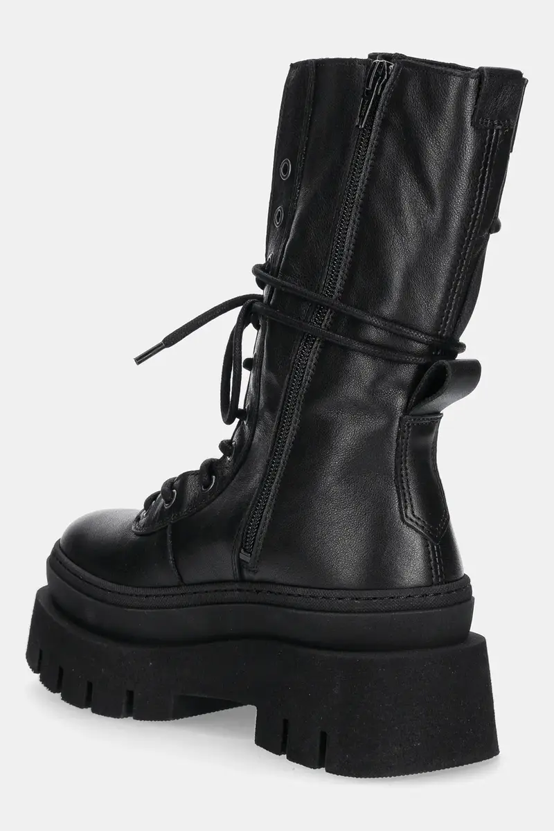 stivaletti alla caviglia in pelle Nero miniatura 3