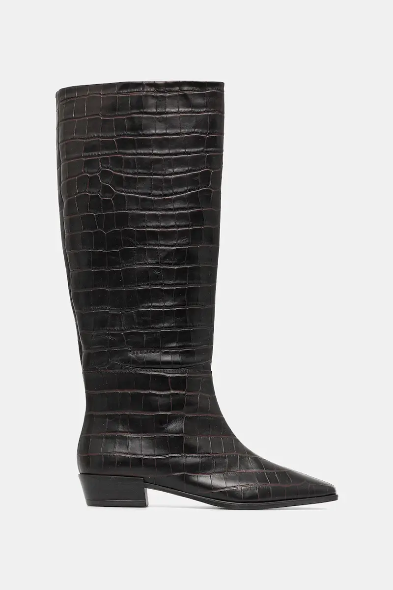 stivali in pelle donna colore marrone CPH295 croco leather miniatura 2