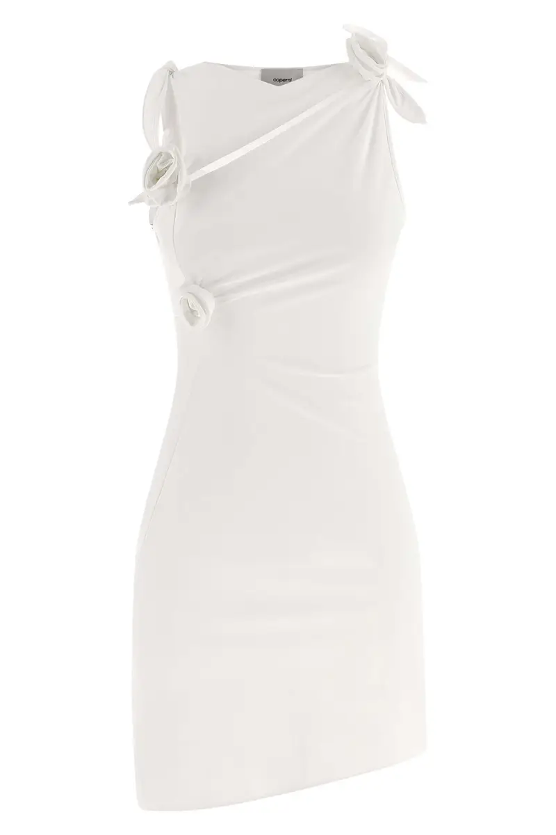 Abito Asymmetric Flower Bianco