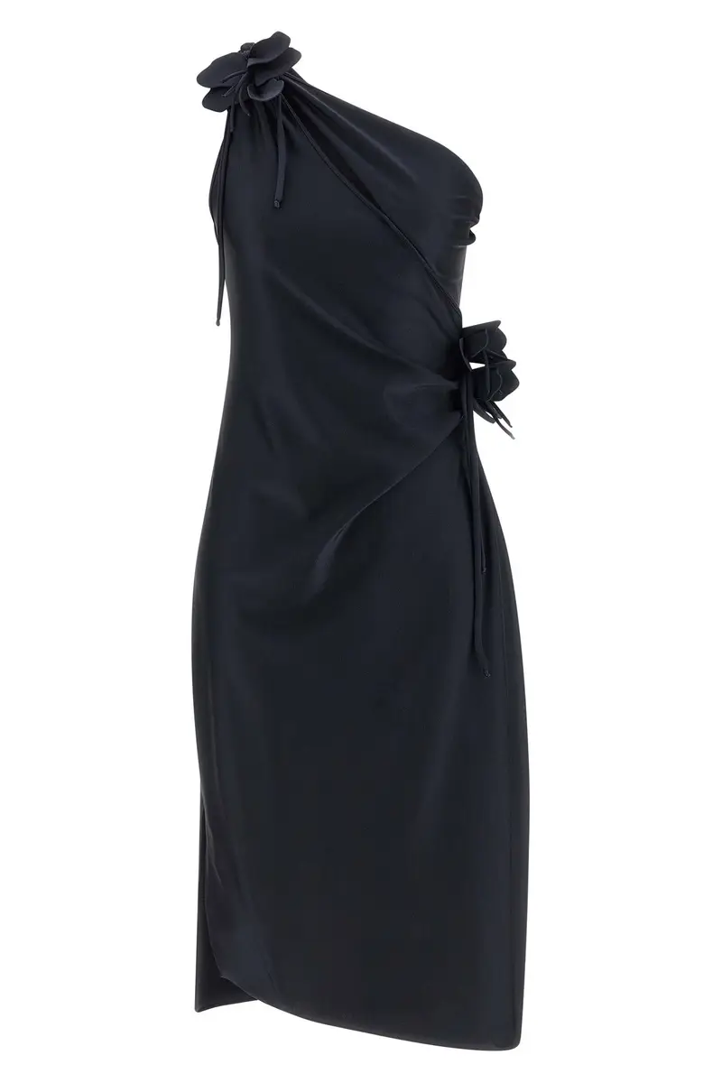 Abito Asymmetric Mini Flower Nero