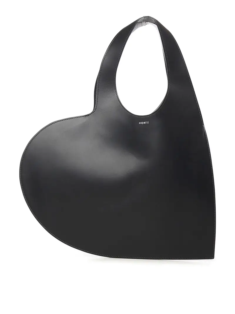 Borsa in pelle con doppio cuore Nero