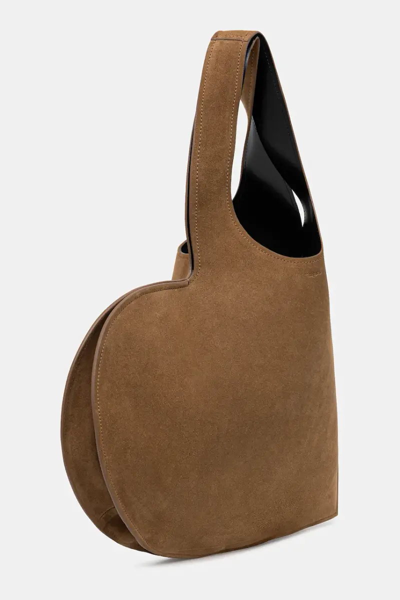 borsa in pelle scamosciata Double Heart Marrone miniatura 2