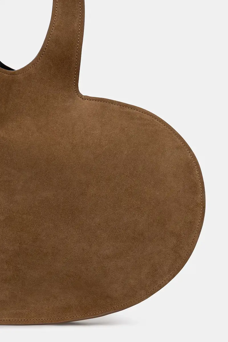 borsa in pelle scamosciata Double Heart Marrone miniatura 3