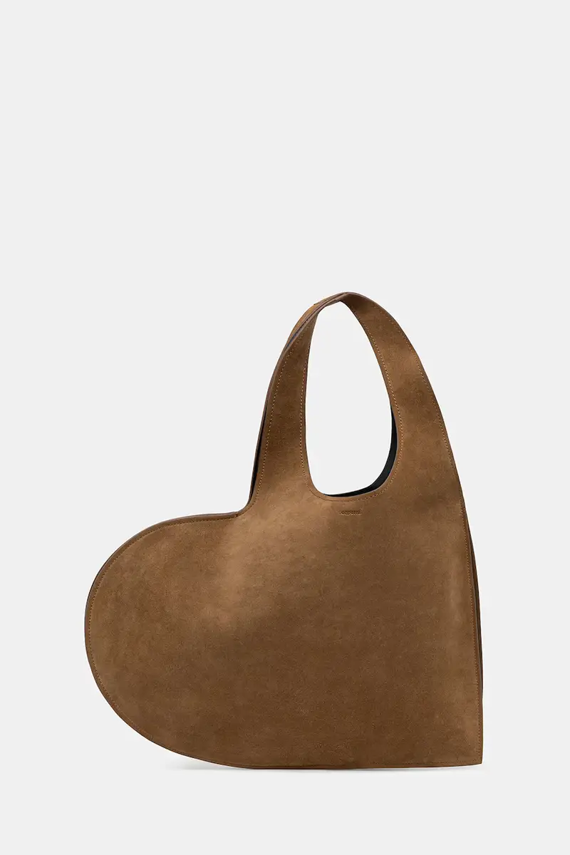 borsa in pelle scamosciata Double Heart Marrone