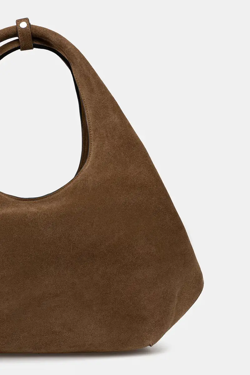 borsa in pelle scamosciata Folded Marrone miniatura 3