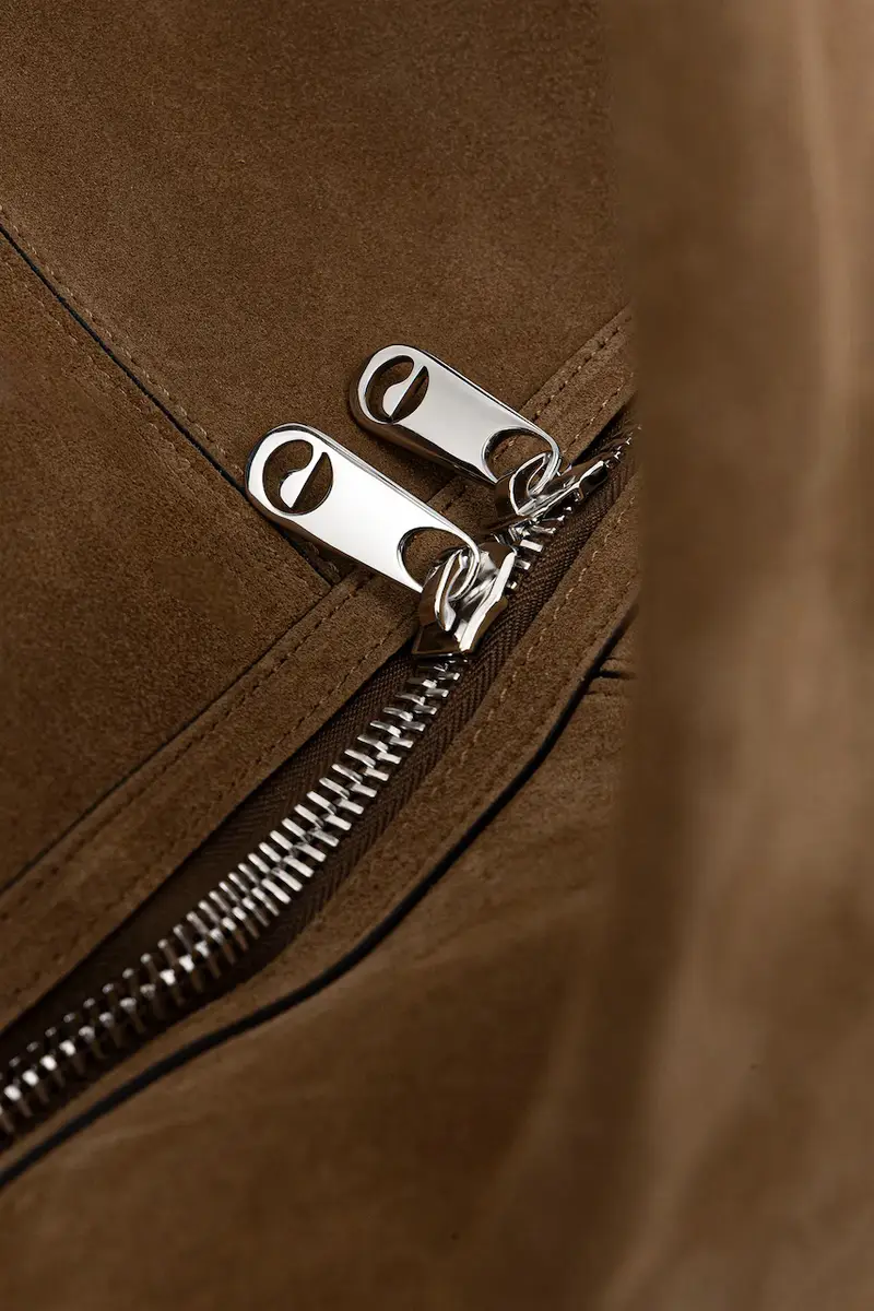 borsa in pelle scamosciata Folded Marrone miniatura 5