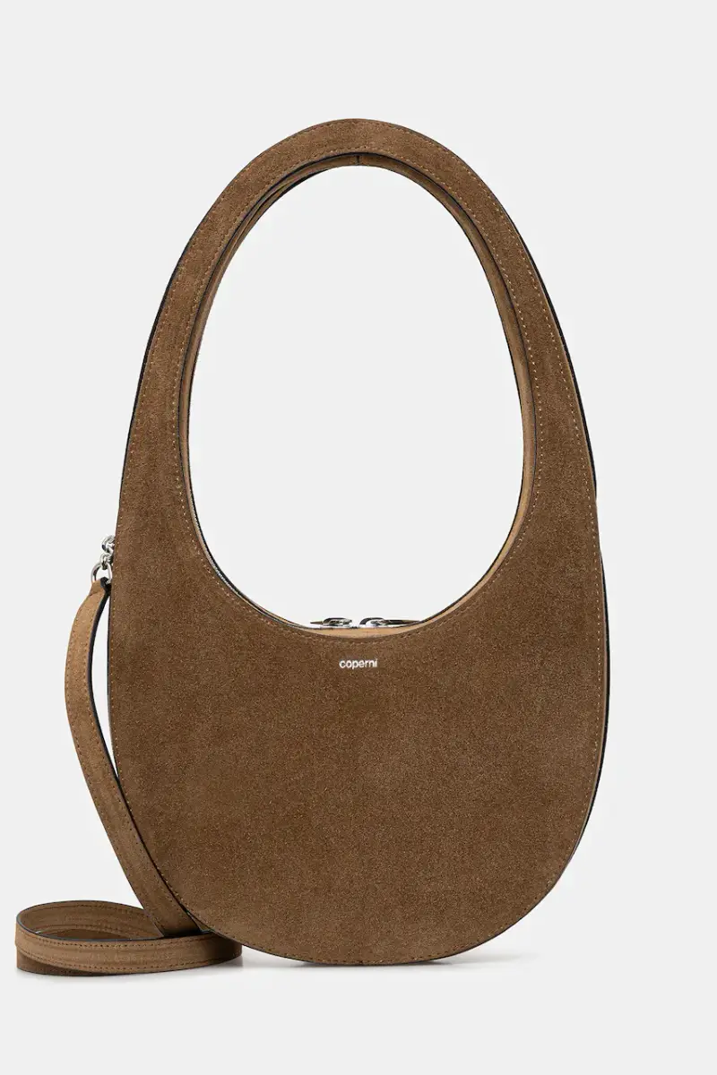 borsa in pelle scamosciata Swipe Marrone