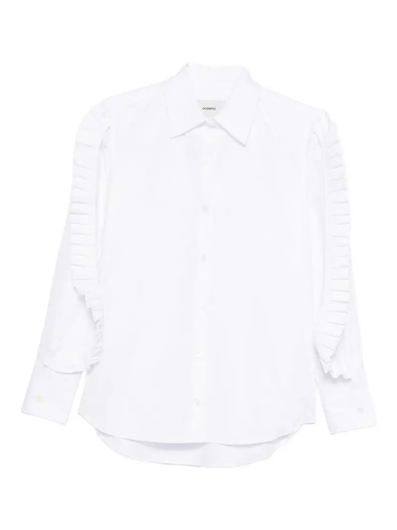 Camicia di cotone con dettagli pieghettati Bianco