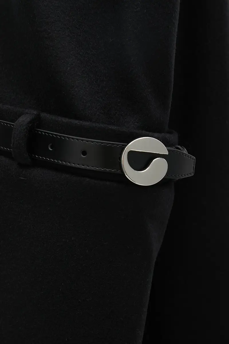 cappotto con lana Logo Belted colore nero COPM14F1011 miniatura 5