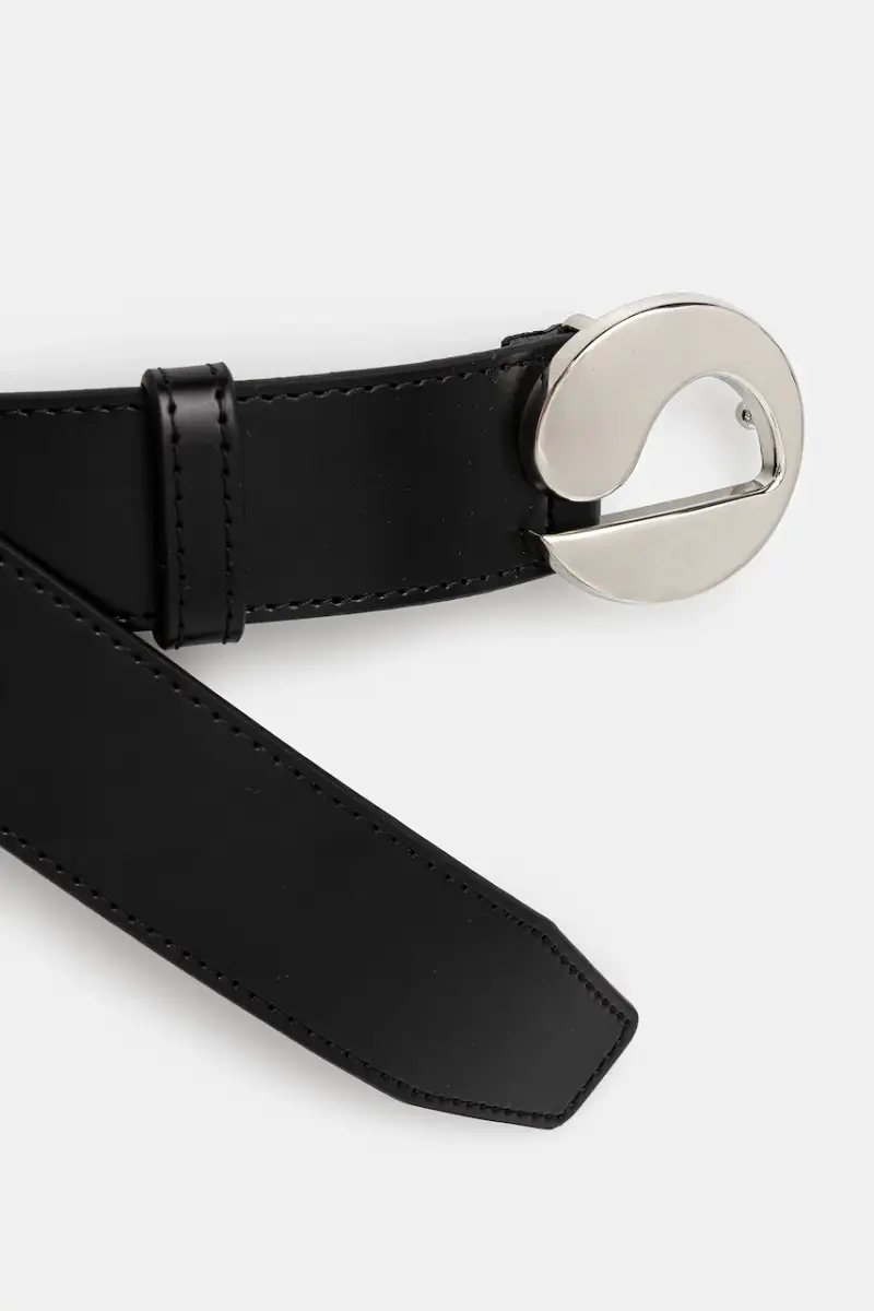 cintura in pelle Logo Nero miniatura 2