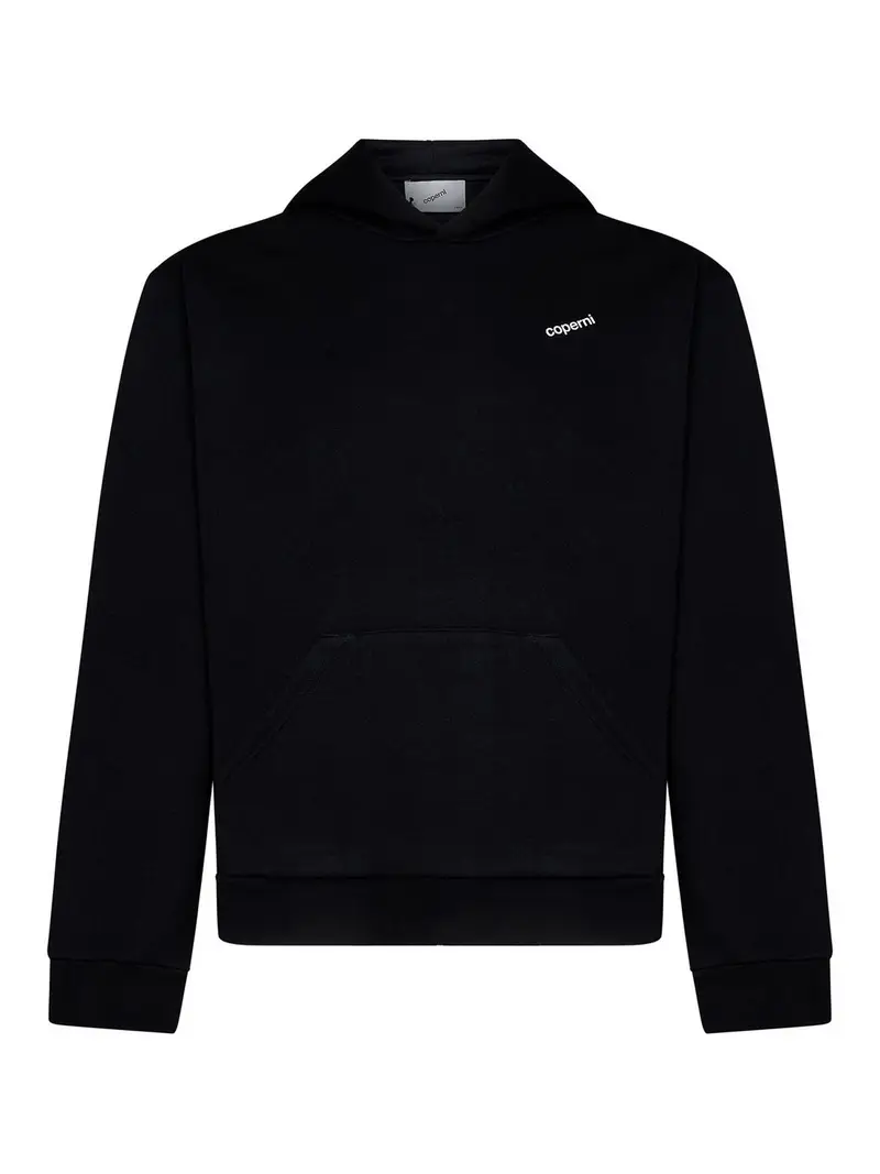 Felpa con cappuccio e logo Nero