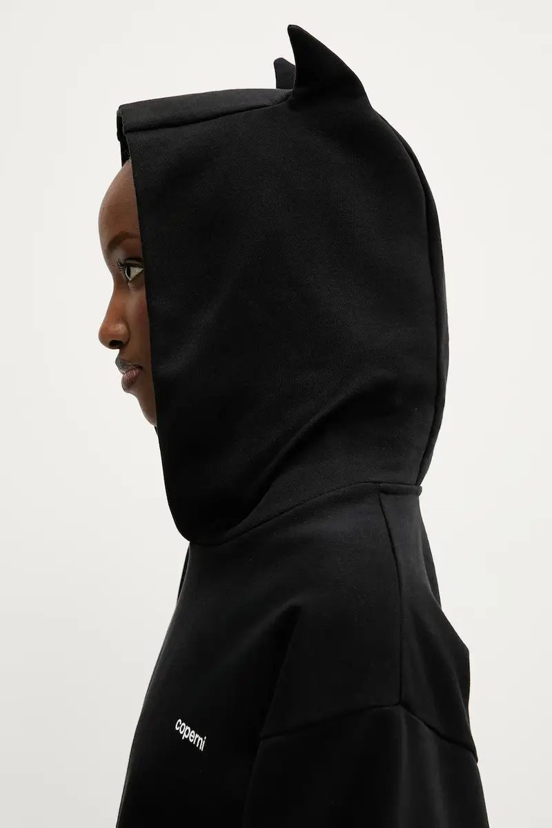 Coperni Maglia felpa in cotone nero con cappuccio miniatura 4