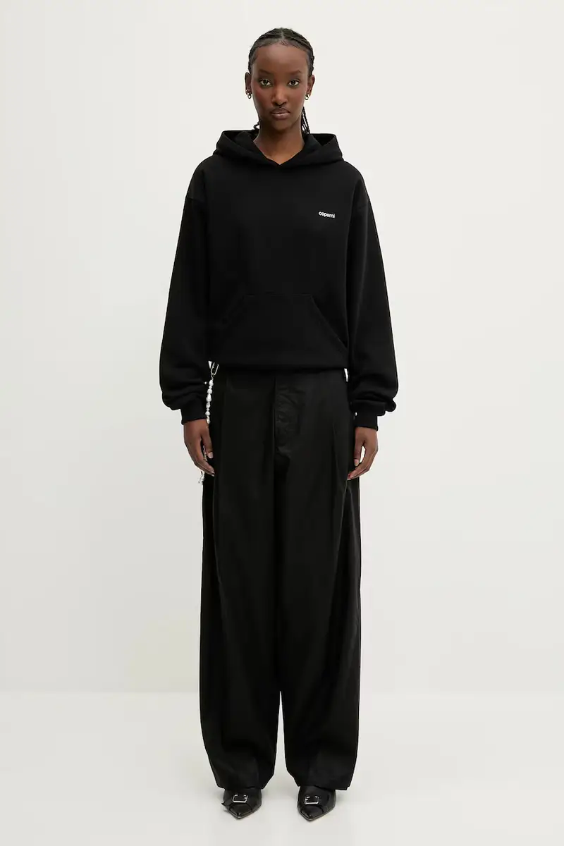 Coperni Maglia felpa in cotone nero con cappuccio miniatura 5