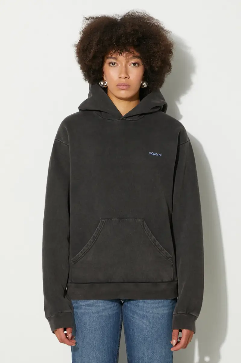 felpa Washed Horn Hoodie donna colore nero con cappuccio COPJS15BIS523W