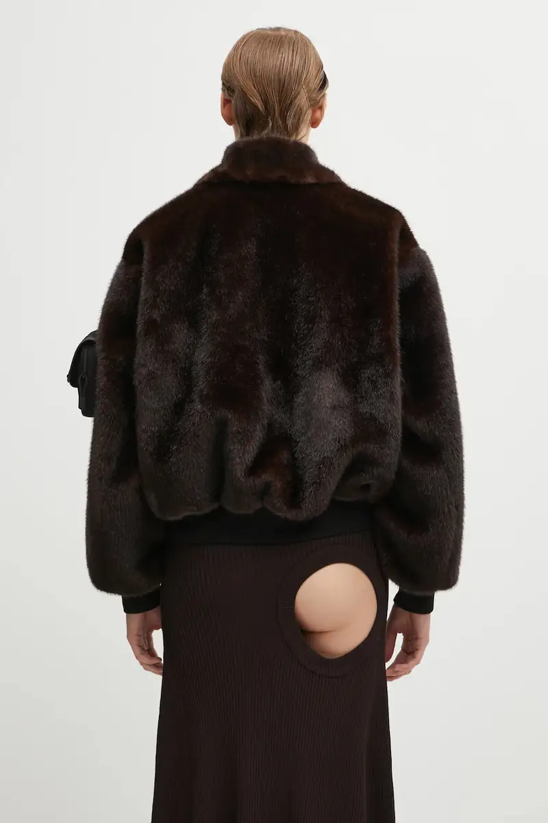 giacca Faux Fur Bomber colore marrone COPBL33F9015 miniatura 3