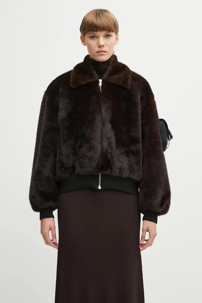 giacca Faux Fur Bomber colore marrone COPBL33F9015