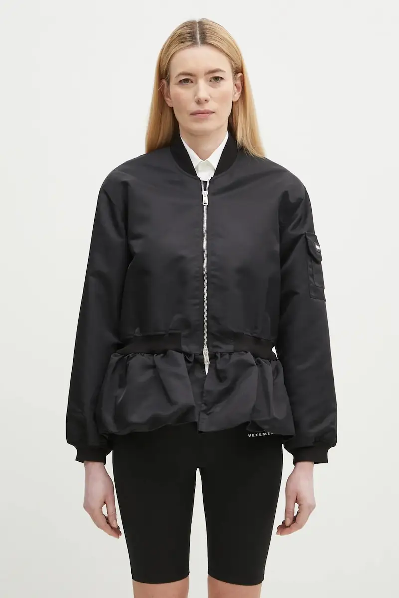 giacca Gathered Hem Bomber colore nero COPBL24F3003