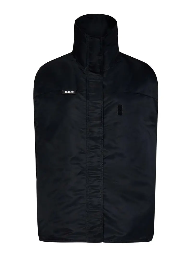 Mantella Imbottita In Nylon Con Logo Nero