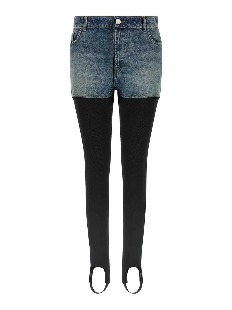 Pantaloni di denim a costole ibride Multicolore