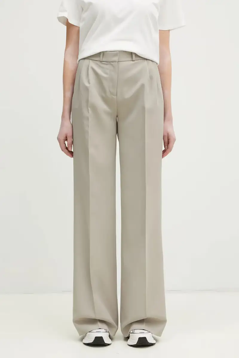 pantaloni Wide Leg Tailored Beige