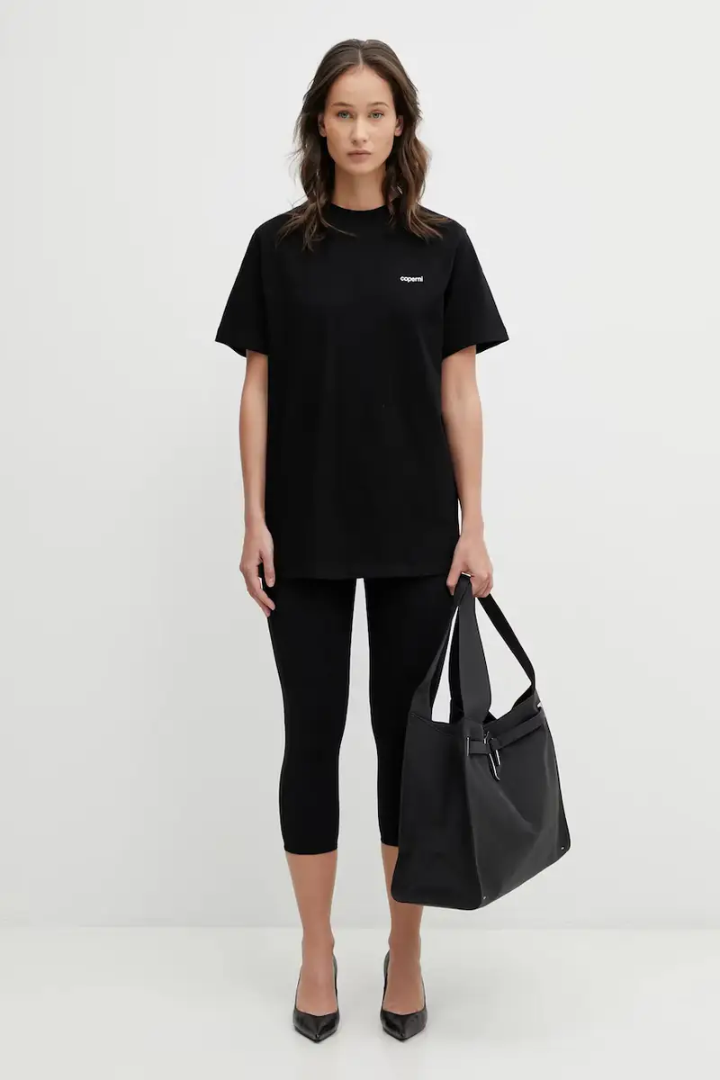 t-shirt in cotone Boxy Nero miniatura 5