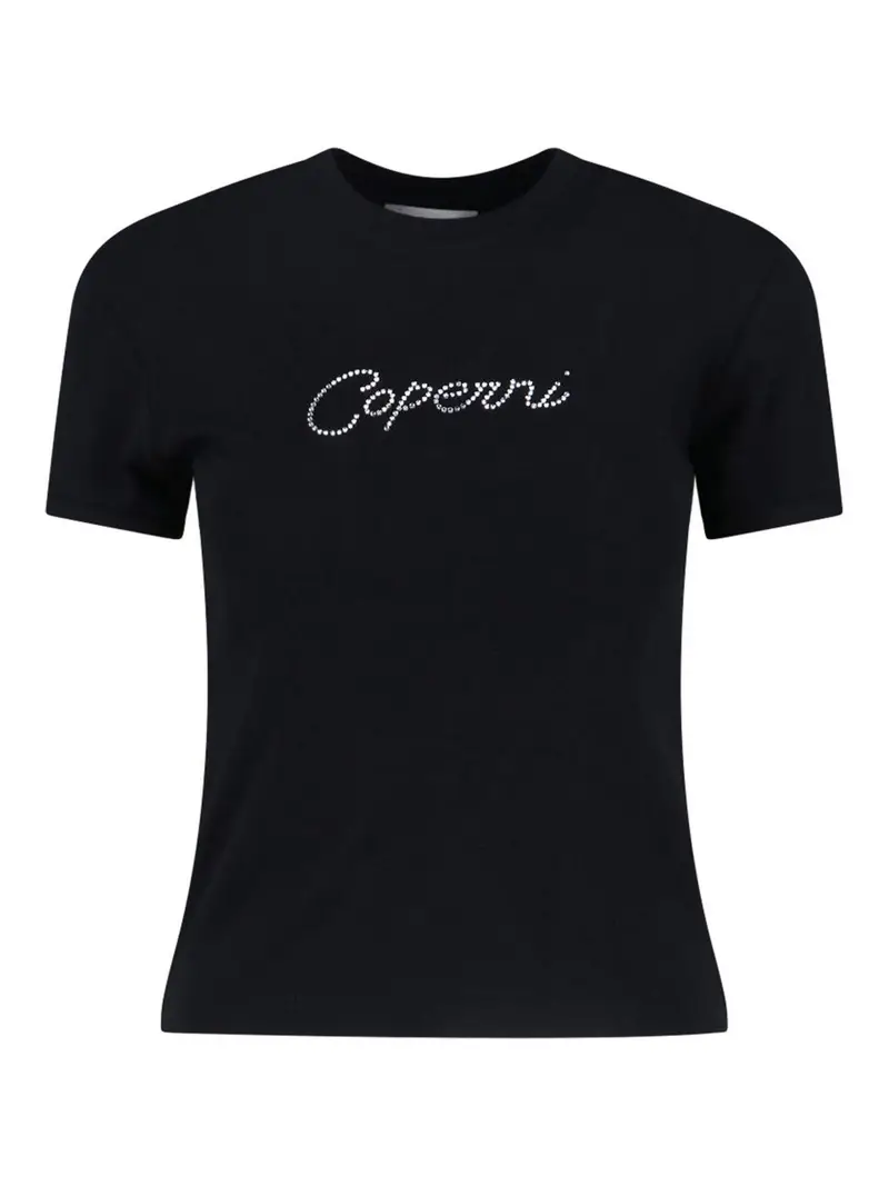 T-shirt Logo Strass Nero