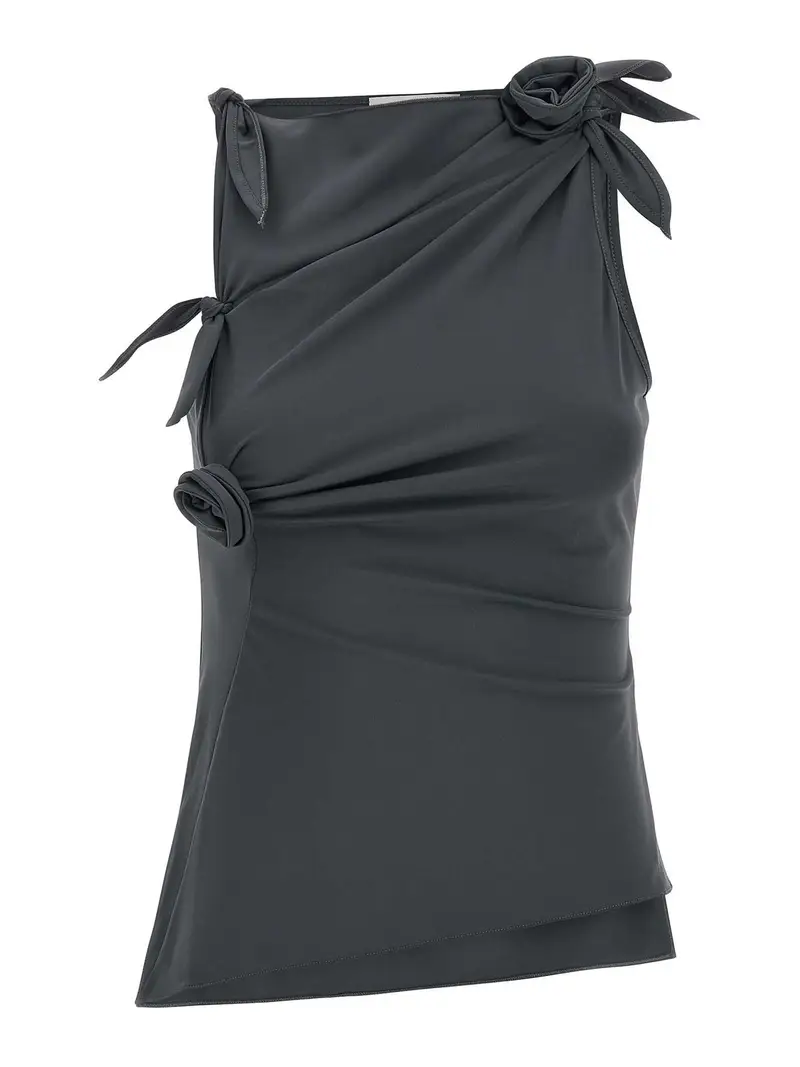 Top a fiori asimmetrico Grigio