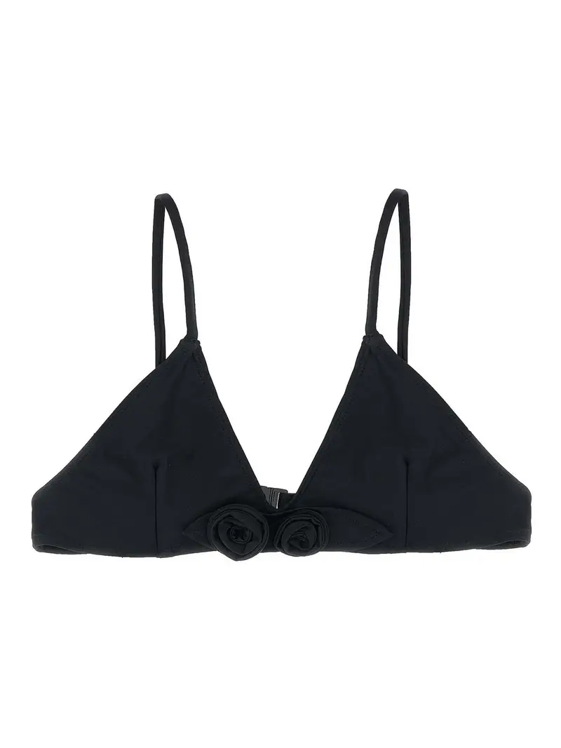 Top bikini a fiori Nero