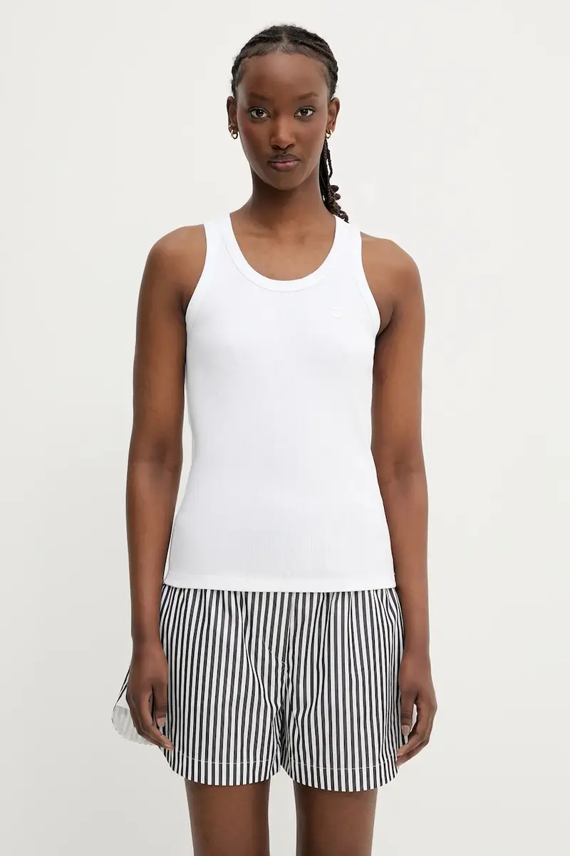 top in cotone Rib Logo Tank colore bianco COPJS12F5033