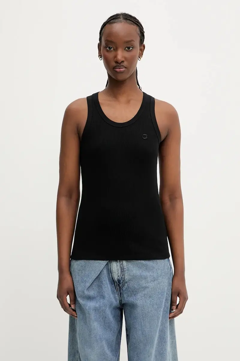 top in cotone Rib Logo Tank colore nero COPJS12F5033