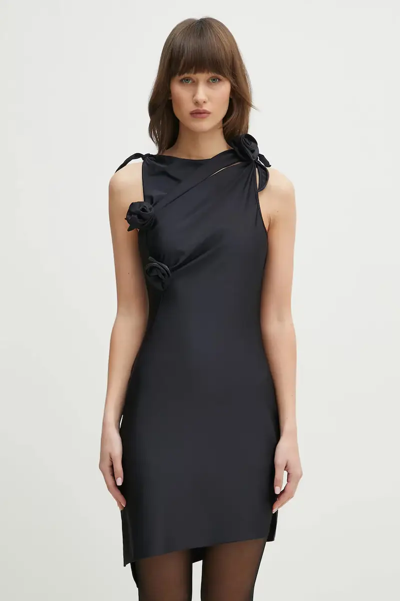 vestito Asymmetric Flower colore nero COPR154F5001