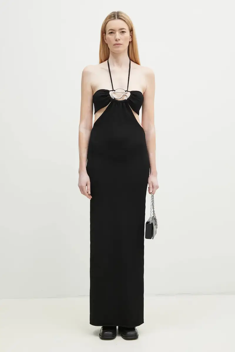 vestito Knitted Halter Nero miniatura 5