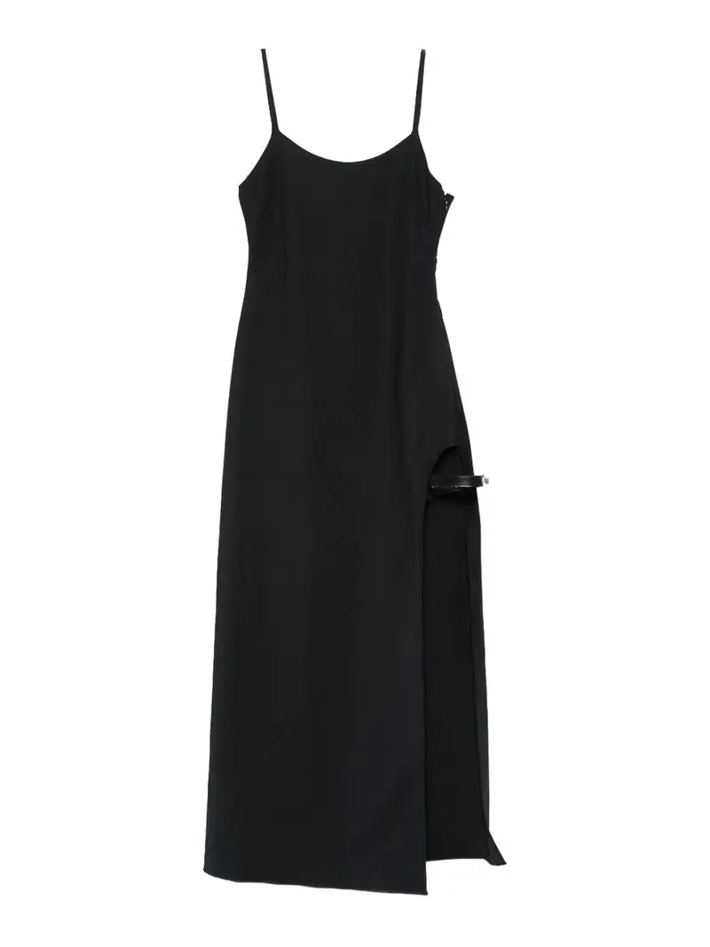 Vestito midi con fessura laterale Nero