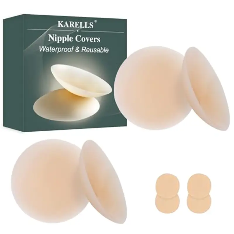 Copricapezzoli Silicone, Copri Capezzoli da Donna, 2 Paia Copri Capezzoli in Silicone Riutilizzabile, 8cm Rotondo Copricapezzoli Donna Riutilizzabile, Copri Capezzoli in Silicone Riutilizzabile