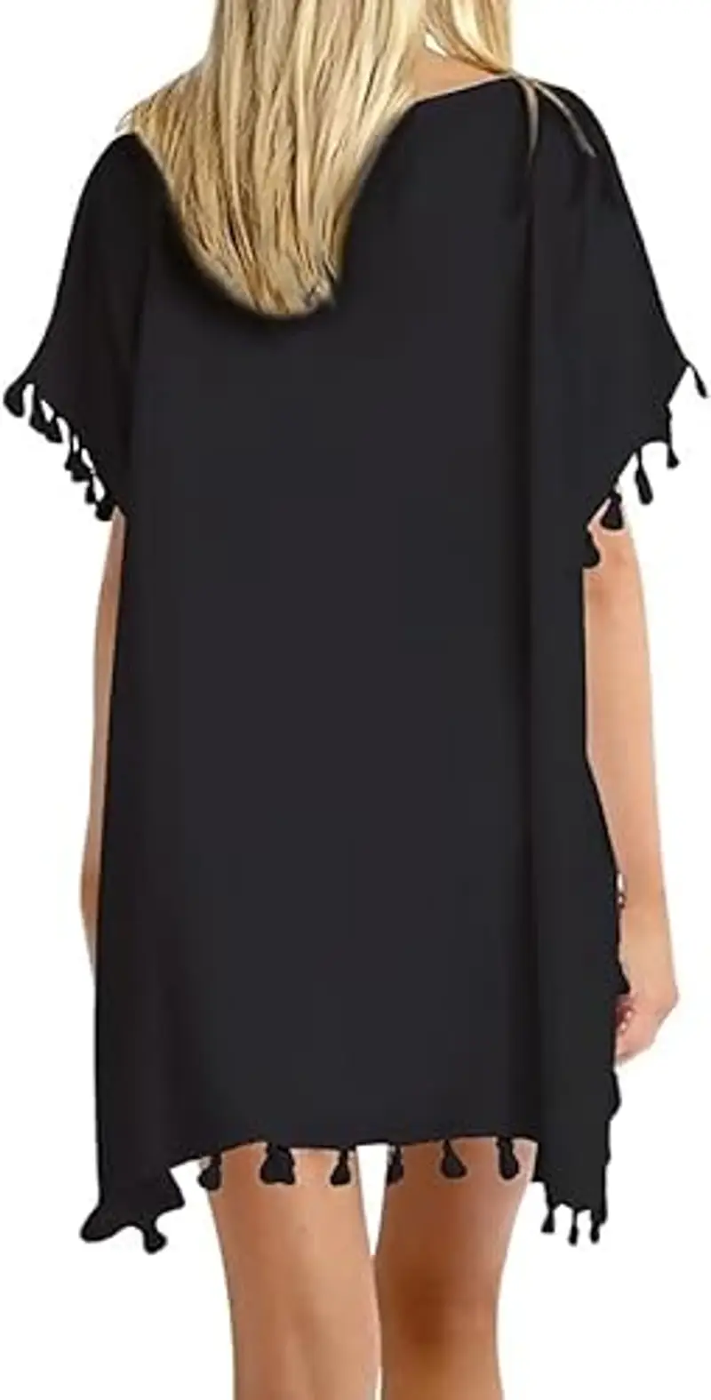 Copricostume da Donna in Chiffon da Bagno Abbigliamento da Spiaggia Elegante A-Black Taglia Unica miniatura 3