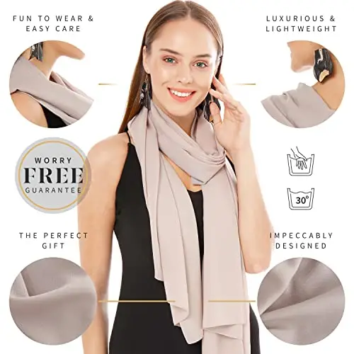 Coprispalle Donna Elegante Chiffon Sciarpa Sciarpe Grigio, Scialle Foulard Donna Moda, Stola Elegante Signora miniatura 2
