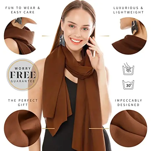 Coprispalle Donna Elegante Chiffon Sciarpa Sciarpe Marrone, Scialle Foulard Donna Moda, Stola Elegante Signora miniatura 2