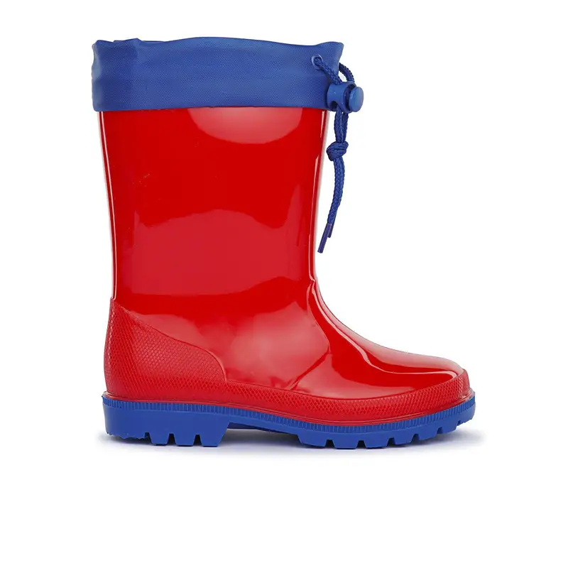 Stivaletti rossi da pioggia con coulisse da bambino