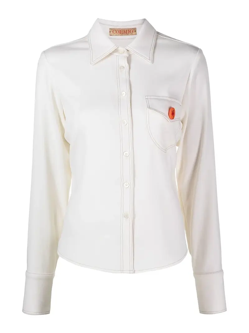 Camicia Katy con spilla Bianco