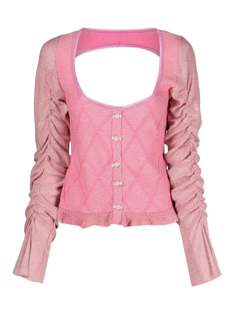 Cardigan con bottoni rose Azzurro