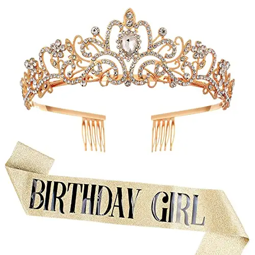 Corona Di Cristallo A Compleanno Corona Tiara Regina Regalo Compleanno Donna con Birthday Girl Tracolla per Spose