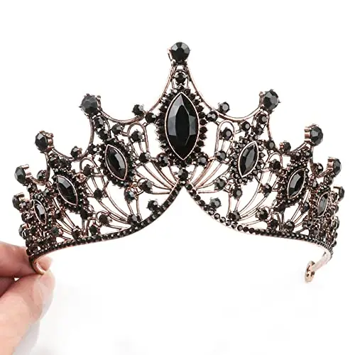 Corona di cristallo per ragazze Fascia da principessa elfo da donna nera Festa di compleanno del ballo di fine anno miniatura 2