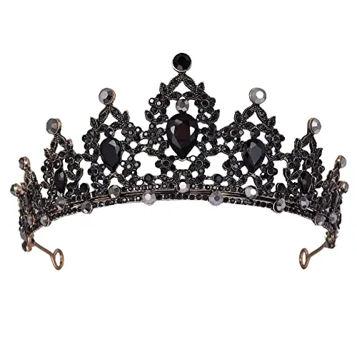 Corona di cristallo per ragazze Fascia da principessa elfo da donna nera Festa di compleanno del ballo di fine anno